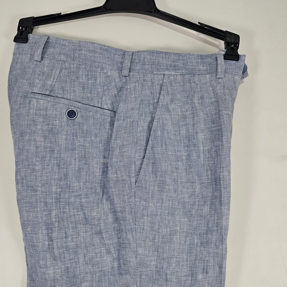 Bar III Men's Slim Fit 100% Linen Suit‎ Pants Blue 30W 32L New